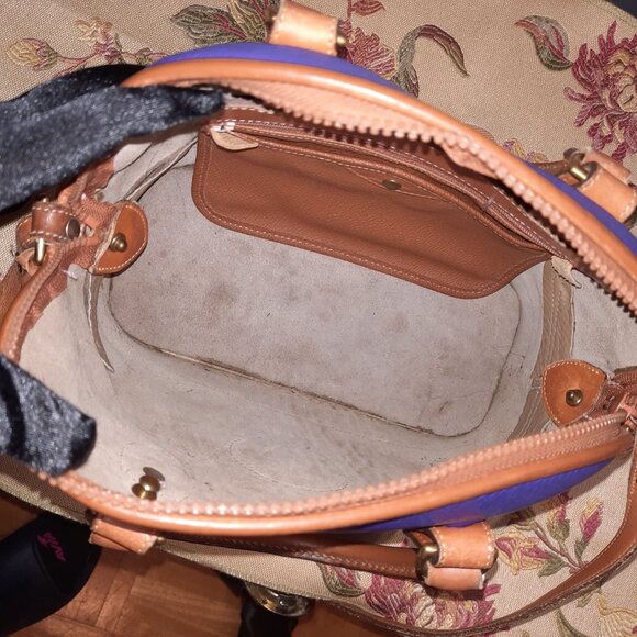 Vintage Dooney & Bourke Norfolk Hand Painted Violet Purple Satchel - Picture 9 of 15